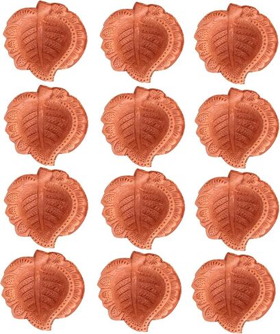 SATVIK Set 12 Pc Clay Diya for Diwali Traditional Handmade Terracotta Earthen Vilakku Oil Lamp Diyas Natural Mitti Diya forFestive Decor and Diwali Celebrations in Saudi Arabia