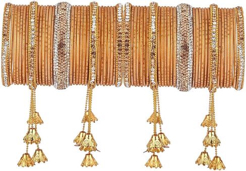 Efulgenz Bridal Indian Bangles for Women Wedding Indian Bangle Set Bollywood Jewelry Rhinestone CZ Crystal Bracelet Plain Metal Bangle Set for Women (58 Pcs) in Saudi Arabia