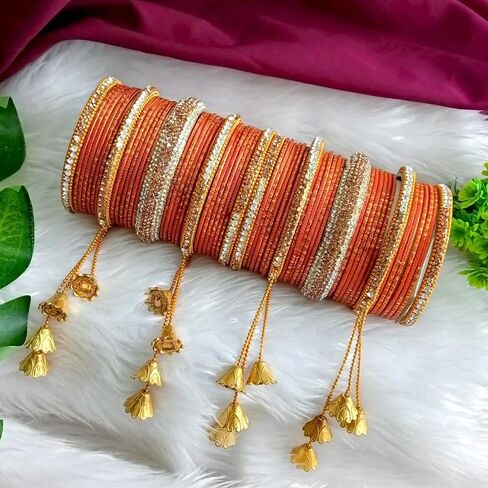 Efulgenz Bridal Indian Bangles for Women Wedding Indian Bangle Set Bollywood Jewelry Rhinestone CZ Crystal Bracelet Plain Metal Bangle Set for Women (58 Pcs) in Saudi Arabia