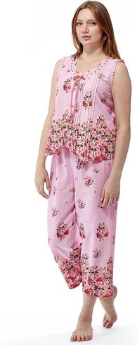 LA CERA Women's Sleeveless Printed Cotton Pajama Set in Saudi Arabia