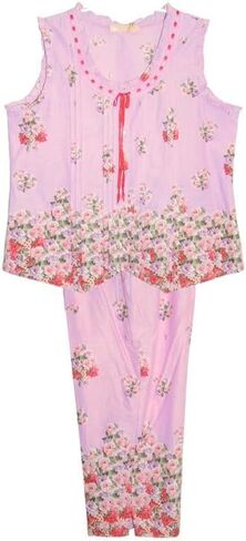 LA CERA Women's Sleeveless Printed Cotton Pajama Set in Saudi Arabia