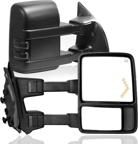 PZ TOWING MIRROR Left & Right PAIR SET For 99-07 F250/F350/F450/F550 Super Duty,01-05 Excursion Power Heated with Arrow Light,Smoke Signal Lamp,Extendable Side Mirrors Driver Passenger in Saudi Arabia
