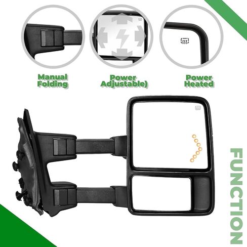 PZ TOWING MIRROR Left & Right PAIR SET For 99-07 F250/F350/F450/F550 Super Duty,01-05 Excursion Power Heated with Arrow Light,Smoke Signal Lamp,Extendable Side Mirrors Driver Passenger in Saudi Arabia