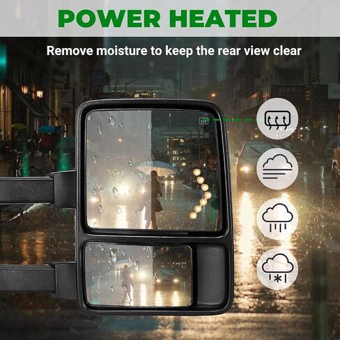 PZ TOWING MIRROR Left & Right PAIR SET For 99-07 F250/F350/F450/F550 Super Duty,01-05 Excursion Power Heated with Arrow Light,Smoke Signal Lamp,Extendable Side Mirrors Driver Passenger in Saudi Arabia