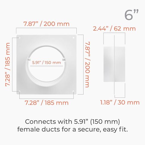 6 بوصة من البلاستيك شفة مستقيمة أو مرنة لمحبي الاستخراج ، ولوحة الحائط ، واتصال قناة التدفئة والتبريد. شفة موصل القناة الدائرية in Kuwait