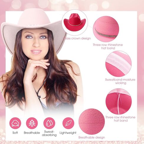 Hercicy 6 Pack Western Cowboy Hats with Rhinestone Tassel Bands Sequin Trim Sparkly Cowgirl Party Hats للبالغين نساء الرجال in Kuwait
