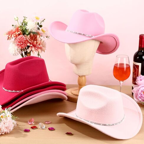 Hercicy 6 Pack Western Cowboy Hats with Rhinestone Tassel Bands Sequin Trim Sparkly Cowgirl Party Hats للبالغين نساء الرجال in Kuwait