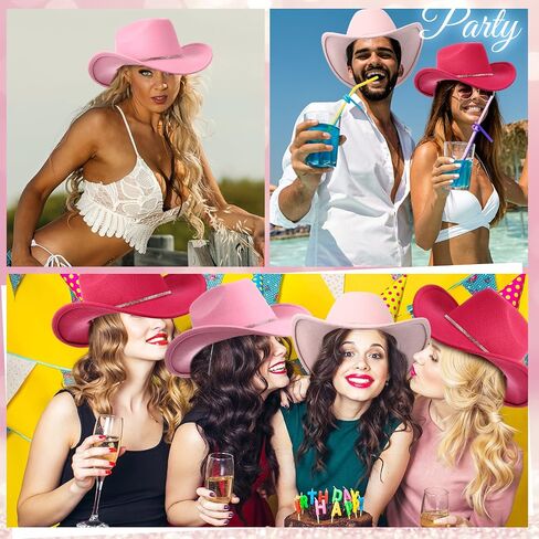 Hercicy 6 Pack Western Cowboy Hats with Rhinestone Tassel Bands Sequin Trim Sparkly Cowgirl Party Hats للبالغين نساء الرجال in Kuwait