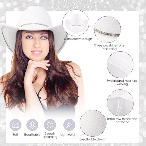 Hercicy 6 Pack Western Cowboy Hats with Rhinestone Tassel Bands Sequin Trim Sparkly Cowgirl Party Hats للبالغين نساء الرجال in Kuwait