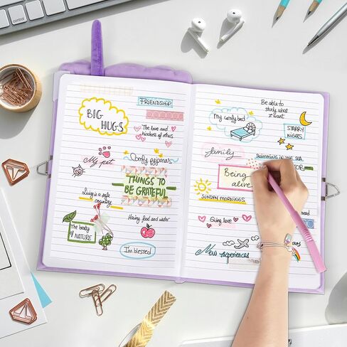 Gift Kit for Girls, Diary with Lock and Key,Boba Tea Plush Journal for Teen Girls,fuzzy diary for girls,Kawaii Birthday Gift Set for 5,6,7,8,9,10,Kids Notebooks with Purse,Bracelet,4 Straws Pens, Post-it Note,Stickers in Kuwait