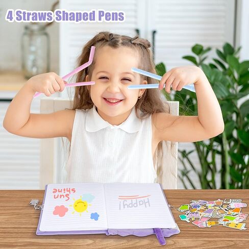 Gift Kit for Girls, Diary with Lock and Key,Boba Tea Plush Journal for Teen Girls,fuzzy diary for girls,Kawaii Birthday Gift Set for 5,6,7,8,9,10,Kids Notebooks with Purse,Bracelet,4 Straws Pens, Post-it Note,Stickers in Kuwait