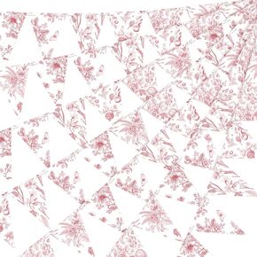 5 قطع من إكليل الزهور الورقية باللون الأزرق والأبيض العتيق، لافتة مثلثة لحفلات الزفاف وحفلات الزفاف والديكور الخارجي in Kuwait