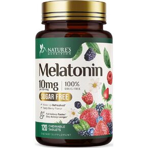 أقراص الميلاتونين 10 ملغ سريعة الذوبان، قوة إضافية - دعم النوم الخالي من السكر للبالغين - مكمل غذائي بنكهة الفراولة لدعم النوم الطبيعي - 120 قرص ميلاتونين، كمية تكفي 120 يومًا in Kuwait