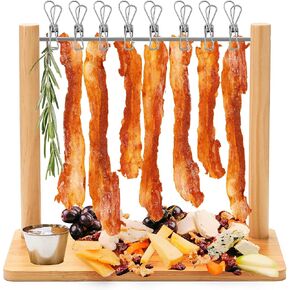 16 Inch Bacon Display Rack Bacon Tray Wooden Bacon Hanger Bacon Serving Dishes Meat Display Holder for Wedding Home Party Housewarming Gifts in Kuwait