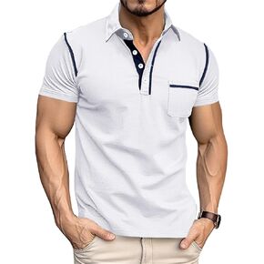رجال القمصان البولو غير الرسمية الكلاسيكية قصيرة الأكمام خفيفة الوزن الزر تي شيرت تي شيرت تي شيرت TEE in Kuwait