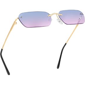 FEISEDY Rimless Sunglasses Y2K Retro Small Narrow Clear Eyewear Vintage Rectangle Sunglasses for Women Men B2643 in Kuwait
