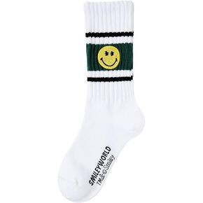 American Trends Smiley Face Socks for Women, Happy Face Mid-Calf Striped Socks Y2K Funny Cute Cotton Sock SmileyWorld in Saudi Arabia
