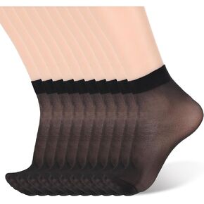 JIEYAO 10 Pair Women's Ankle High Sheer Socks, Sheer Ankle Nylon Socks One Size Soft Stocking Socks for Women in Saudi Arabia