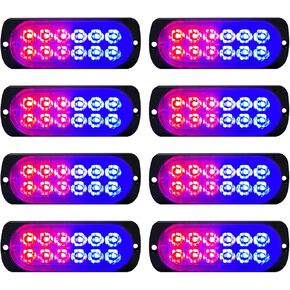 DIBMS 8x LED أضواء الطوارئ القوية، 12 LED أحمر أبيض سطح جبل تحذير وامض تحذير خطر البناء شريط ضوء لسيارة شاحنة فان شاحنة الطرق الوعرة سيارات الدفع الرباعي in Kuwait