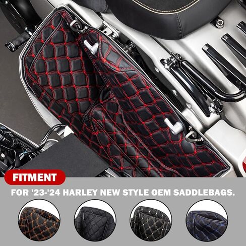 Advanblack 2024 Road Glide Saddlebag Liner دراجة نارية قطرة سجاد السجاد سجاد يناسب '23 -24 CVO و 24-25 Harley Road Glide Fltrx Street Glide Flhx (خيط برتقالي) in Saudi Arabia