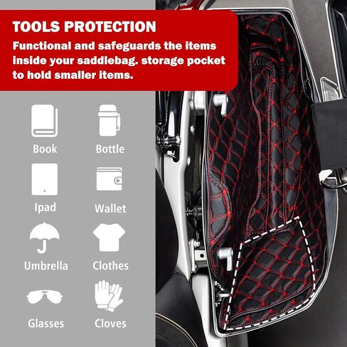 Advanblack 2024 Road Glide Saddlebag Liner دراجة نارية قطرة سجاد السجاد سجاد يناسب '23 -24 CVO و 24-25 Harley Road Glide Fltrx Street Glide Flhx (خيط برتقالي) in Saudi Arabia