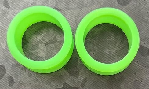 PAIR of Unique Green Silicone Double Flare Tunnels - Plugs - Gauges up to 2 inches - Body Jewelry in Saudi Arabia