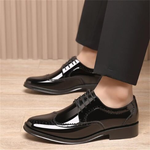 Men's Business Dress Shoes Versatile Plus Size Wedding Shoes Pointed Toe Strappy Low(White-Dinosaur Doodle4,7.5) in Saudi Arabia