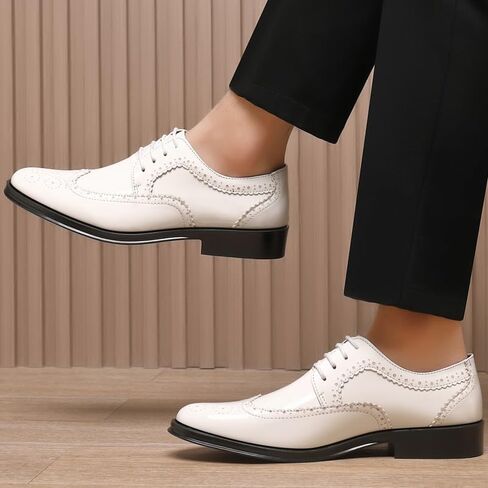 Men's Business Dress Shoes Versatile Plus Size Wedding Shoes Pointed Toe Strappy Low(White-Dinosaur Doodle4,7.5) in Saudi Arabia