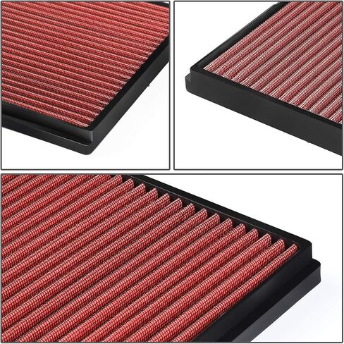 Auto Dynasty - [Washable] High Flow Drop-In Panel Cabin Air Filter Compatible with Acura MDX TSX TL Honda Accord Civic Pilot CR-V, Red, Pack of 1 in Kuwait