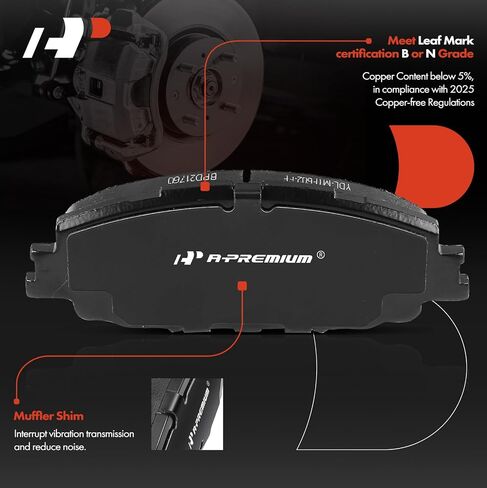 A-Premium 11.15 inch (283.1mm) Front Drilled and Slotted Disc Brake Rotors + Ceramic Pads Kit Compatible with Select Toyota Models - Corolla 2019-2022, Prius Prime 2020-2022, 6-PC Set in Saudi Arabia