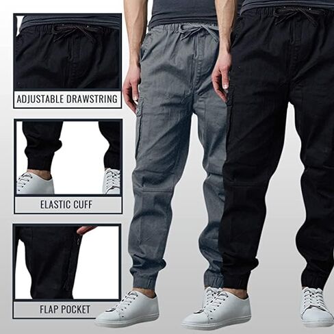 Galaxy by Harvic 2-Pack Men Cotton Flex Stretch Cargo Pants (الأحجام ، S-2XL) in Saudi Arabia