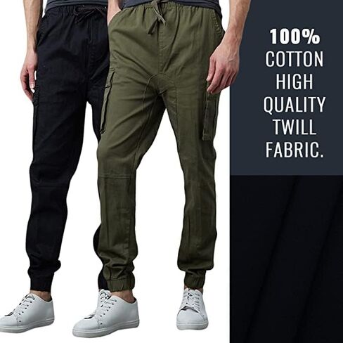 Galaxy by Harvic 2-Pack Men Cotton Flex Stretch Cargo Pants (الأحجام ، S-2XL) in Saudi Arabia