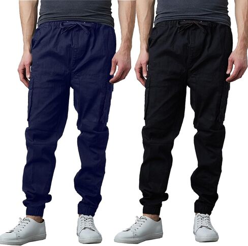 Galaxy by Harvic 2-Pack Men Cotton Flex Stretch Cargo Pants (الأحجام ، S-2XL) in Kuwait