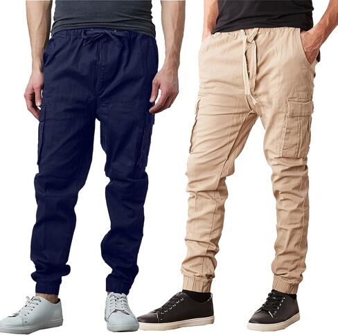 Galaxy by Harvic 2-Pack Men Cotton Flex Stretch Cargo Pants (الأحجام ، S-2XL) in Kuwait