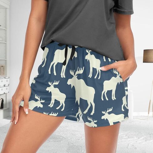Fisyme Womens Shorts Loose Soft Elastic Waist Pajama Bottoms Casual Lounge Sleep Boxer Pj Shorts Sleepwear in Saudi Arabia