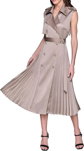 KARL LAGERFELD Women's Belted Sleeveless Satin Back Crepe Midi Dress in Saudi Arabia