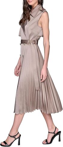 KARL LAGERFELD Women's Belted Sleeveless Satin Back Crepe Midi Dress in Saudi Arabia