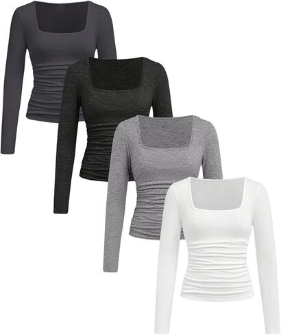 مراوغة الفتاة 4 حزمة T Shirt مجموعة Ruched Square Dequ in Saudi Arabia