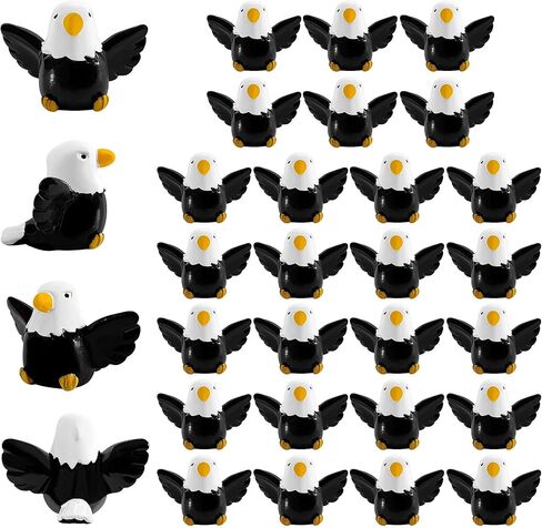 30 Pcs Mini Resin Bald Eagle Tiny Small Patriotic Bald Eagle Figurine Miniature Garden Decor,Bald Eagle Toy Figure for Independence Day Party Outdoor Lawn Garden in Saudi Arabia