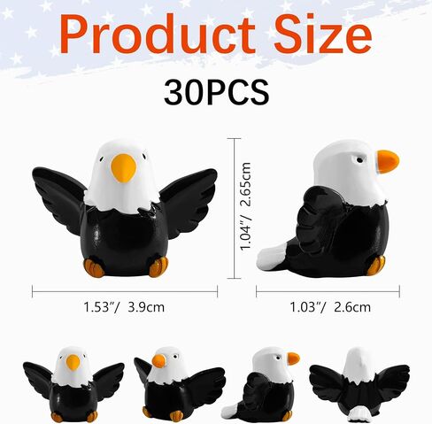 30 Pcs Mini Resin Bald Eagle Tiny Small Patriotic Bald Eagle Figurine Miniature Garden Decor,Bald Eagle Toy Figure for Independence Day Party Outdoor Lawn Garden in Saudi Arabia
