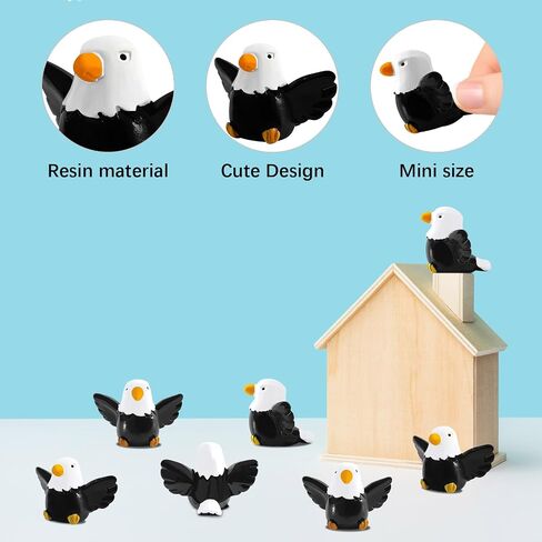 30 Pcs Mini Resin Bald Eagle Tiny Small Patriotic Bald Eagle Figurine Miniature Garden Decor,Bald Eagle Toy Figure for Independence Day Party Outdoor Lawn Garden in Saudi Arabia