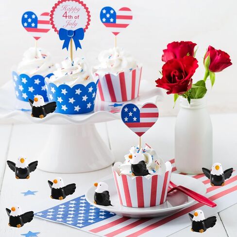 30 Pcs Mini Resin Bald Eagle Tiny Small Patriotic Bald Eagle Figurine Miniature Garden Decor,Bald Eagle Toy Figure for Independence Day Party Outdoor Lawn Garden in Saudi Arabia
