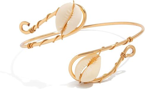XAM Arm Cuff Upper Arm Bracelet for Women Adjustable Flower Sea Shell Leaf Feather Open Upper Arm Bangle Bracelet Boho Summer Holiday Jewelry in Saudi Arabia