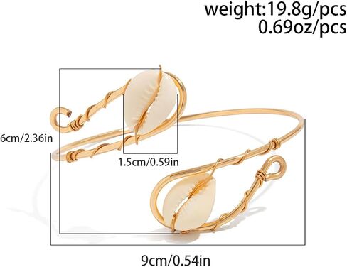 XAM Arm Cuff Upper Arm Bracelet for Women Adjustable Flower Sea Shell Leaf Feather Open Upper Arm Bangle Bracelet Boho Summer Holiday Jewelry in Saudi Arabia