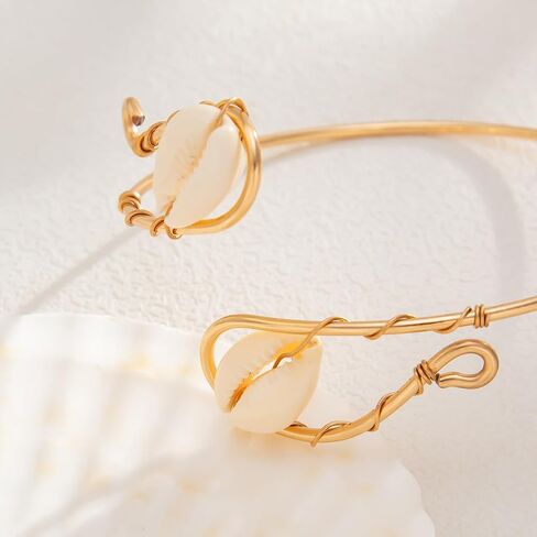 XAM Arm Cuff Upper Arm Bracelet for Women Adjustable Flower Sea Shell Leaf Feather Open Upper Arm Bangle Bracelet Boho Summer Holiday Jewelry in Saudi Arabia