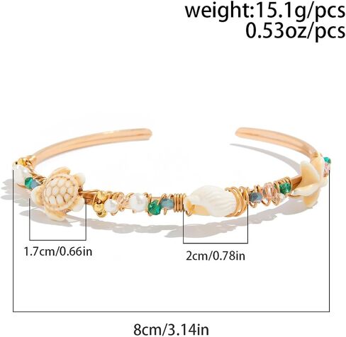 XAM Arm Cuff Upper Arm Bracelet for Women Adjustable Flower Sea Shell Leaf Feather Open Upper Arm Bangle Bracelet Boho Summer Holiday Jewelry in Saudi Arabia
