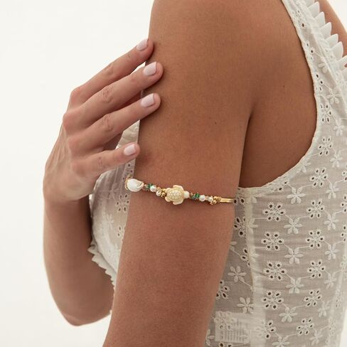 XAM Arm Cuff Upper Arm Bracelet for Women Adjustable Flower Sea Shell Leaf Feather Open Upper Arm Bangle Bracelet Boho Summer Holiday Jewelry in Saudi Arabia