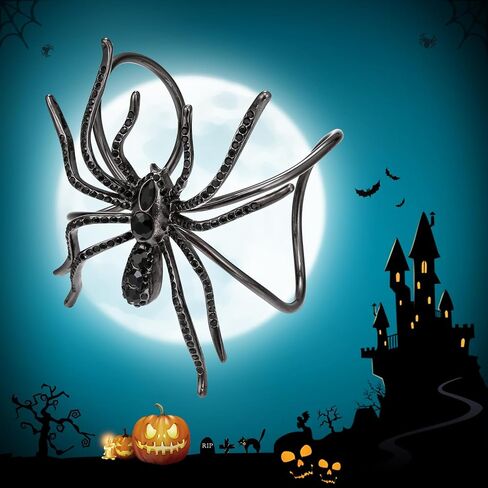 EVER FAITH Halloween Party Jewelry Accessory Rhinestone Crystal Art Deco Spider Animal Bangle Adjustable Cuff Bracelet for Women in Saudi Arabia