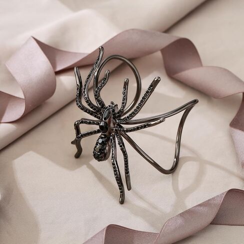 EVER FAITH Halloween Party Jewelry Accessory Rhinestone Crystal Art Deco Spider Animal Bangle Adjustable Cuff Bracelet for Women in Saudi Arabia