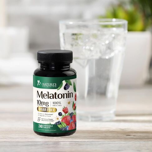 أقراص الميلاتونين 10 ملغ سريعة الذوبان، قوة إضافية - دعم النوم الخالي من السكر للبالغين - مكمل غذائي بنكهة الفراولة لدعم النوم الطبيعي - 120 قرص ميلاتونين، كمية تكفي 120 يومًا in Kuwait